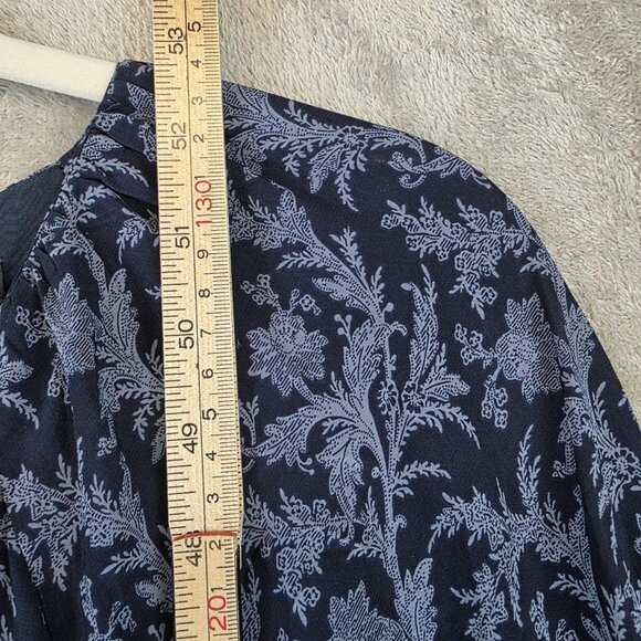 Madewell Dress Womens Large Blue Floral Smocked Waist Long Sleeve Maxi Boho - Picture 8 of 13